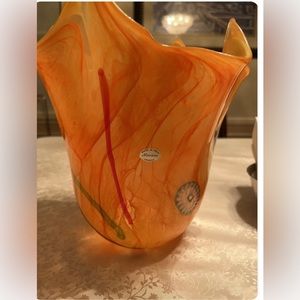 Murano  Handkerchief Art Venetian Hand Blown Glass Vase New